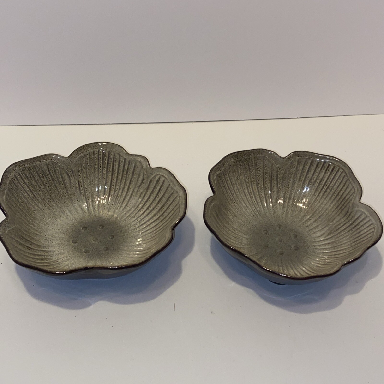 Pfaltzgraff Painted Poppies Sarina Brown Beige Poppy Shaped Soup Cereal Bowl Set  