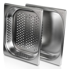 Greyfish 2 St&uuml;ck GN-Beh&auml;lter SET :: 1x gelocht / 1x ungelocht :: (GN 1/2, 65 mm)