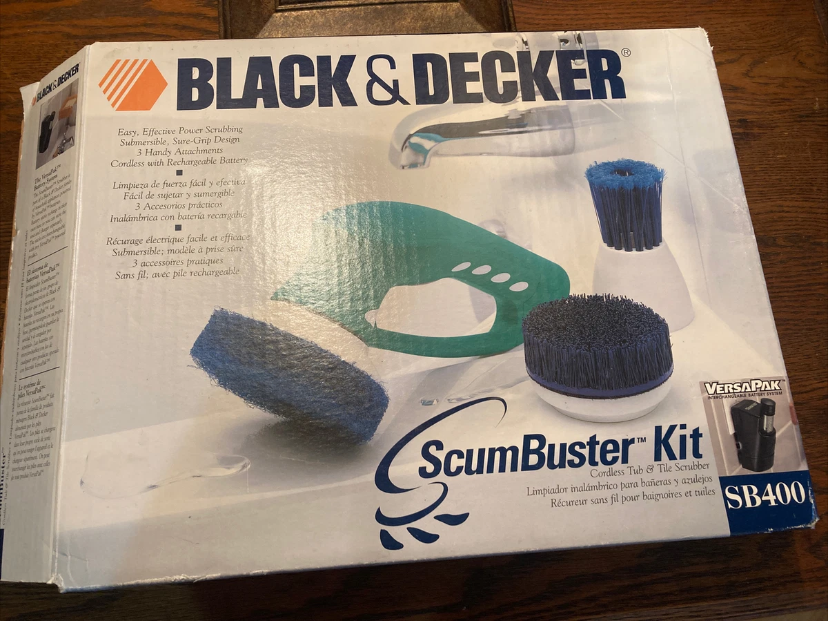 Black & Decker ScumBuster Kit SB400 Cordless Tub & Tile Scrubber Uses  VersaPak