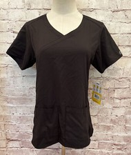 WonderWink PRO Womens 4 Pocket Wrap Scrub Top Black Stretch Size XS - 6519 NEW