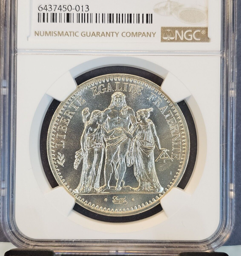 1965 FRANCE SILVER 10 FRANCS HERCULES NGC MS 67 GEM BU SCARCE HIGH GRADE - Picture 3 of 3