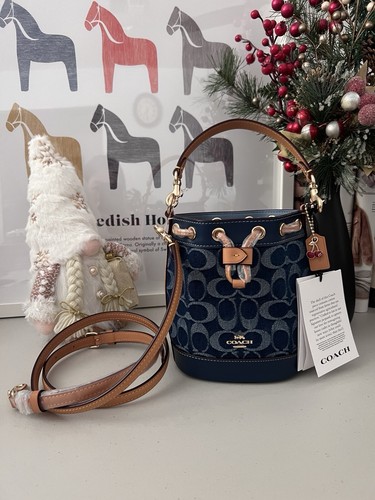 coach Mini Bucket Bag In Signature Denim cy740