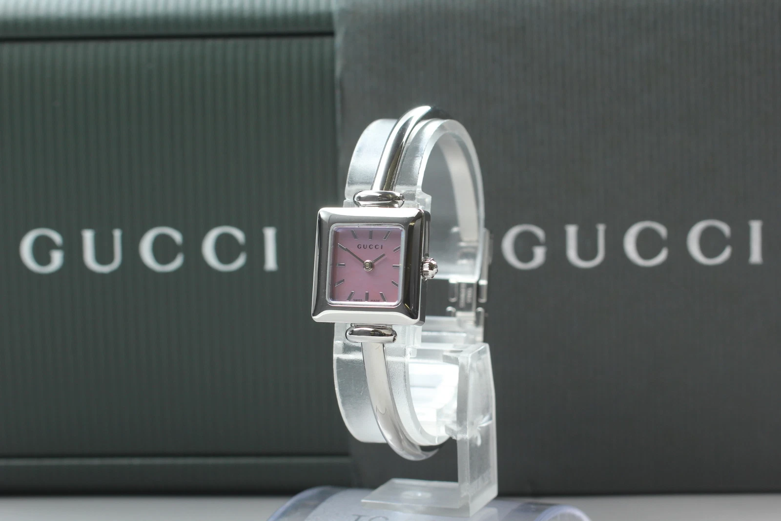 [Presque comme neuve avec boîte] Montre femme GUCCI 1900L cadran rose coquille quartz carré JAPON