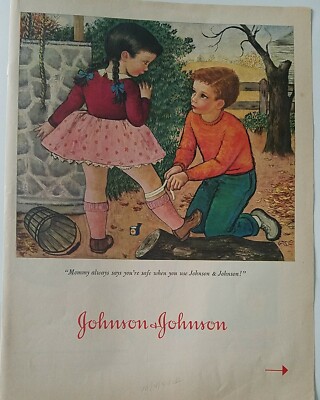 1954 Johnson & Johnson band-aid tape Gladys Rockmore Davis girl pigtails ad