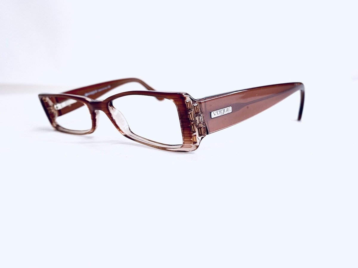 Vogue Brown Amber Clear Wood Rectangular Glasses Italy VO  display picture 1