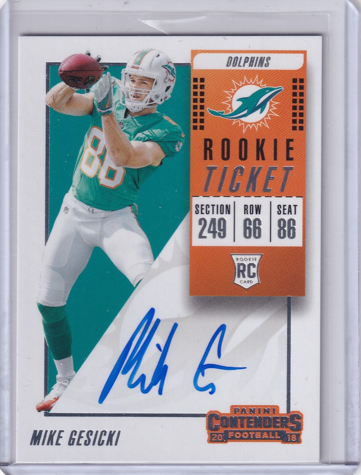 Mike Gesicki 2018 Panini Contenders Variation Rookie Ticket Rc On Card Auto