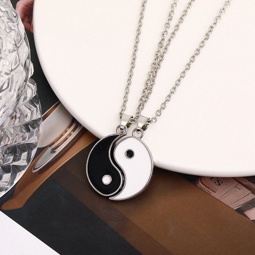 New 2Pcs Friendship Pendant Necklace Yin and Yang BFF Best Friends Jewelry Gifts - 第 4/9 張圖片