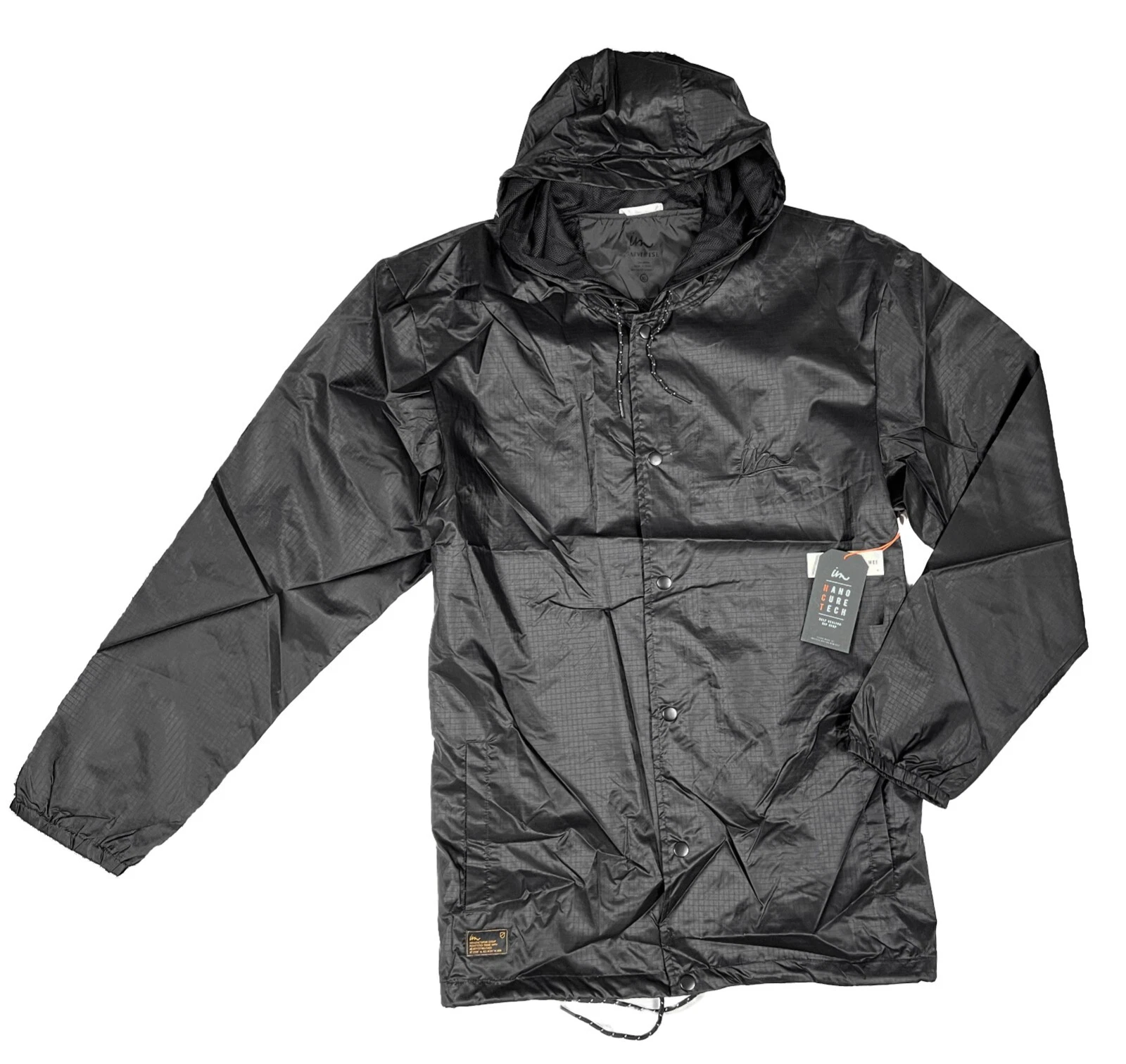 IM Men's Coach Hooded Drawstring Lightweight Snap Jacket, Micro-Check Black, XL
Opens in a new windo