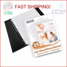 Dunwell Photo Album Refill Pages - 4x6 Mixed Format, 25 Pack for 150 Photos, 3
