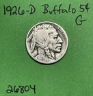 1926 D Buffalo 🦬 Indian Head Nickel 5c Good GD