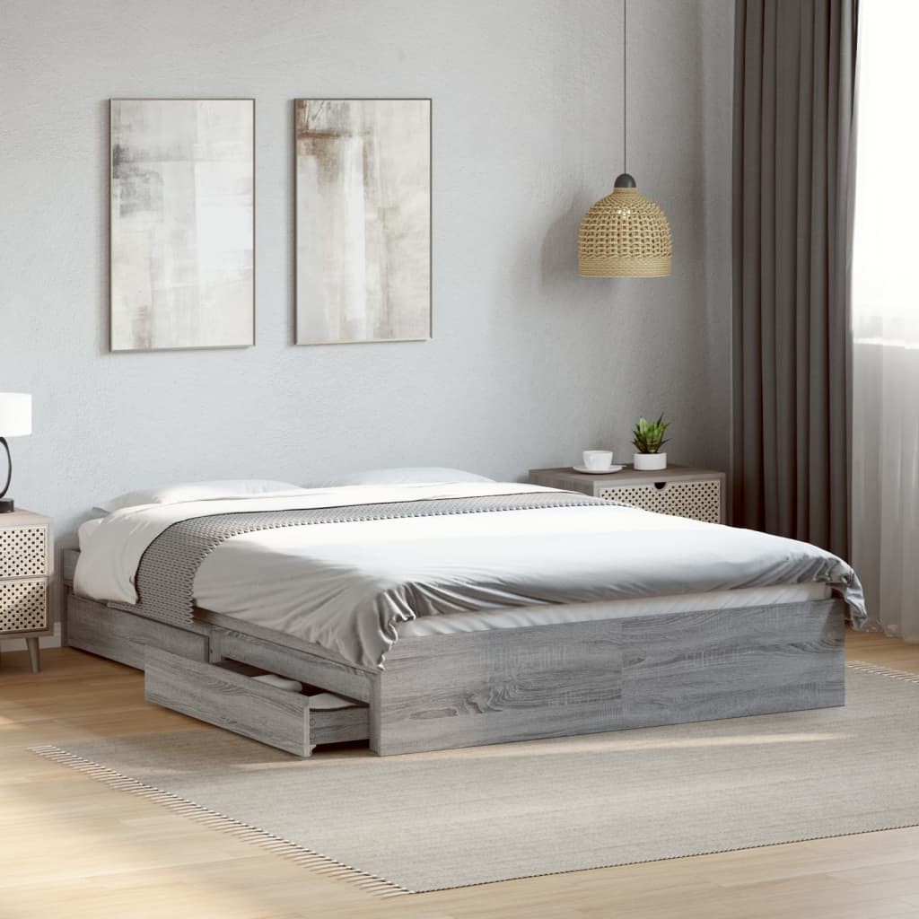 Giroletto Cassetti Grigio Sonoma 135x190 cm Legno Multistrato 2805533