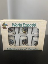 Vintage World Expo 88 Brisbane Australia Thimbles Collectors Set of 6  NIB