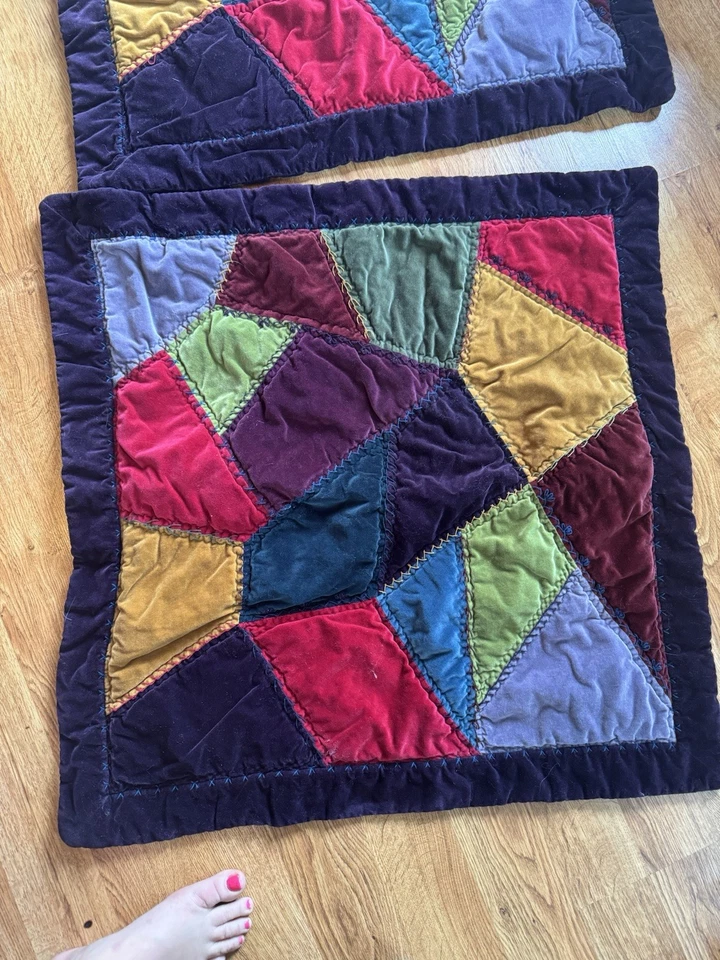 Pottery Barn velvet patchwork Pillow Covers - 25” X 25” - Image 3 of 4