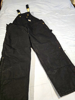 Carhartt R02 BLK Men's Black Insulated Canvas Cotton Bib Overalls 44x28