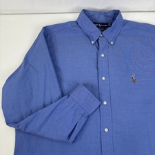 Ralph Lauren Yarmouth Blue Pinpoint Oxford Button Down Shirt Mens 16.5 34