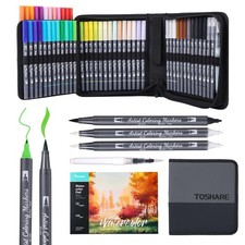 Pens Set, 48-Color Dual Tip Professional Markers for Adults, Water-Based Art ...