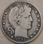 1892-O Barber Half Dollar 50c VG-F As Pictured L4-1