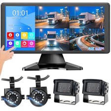 10.36'' Touch Screen Quad DVR Monitor 4xRear View Backup Camera For Truck Bus RV
