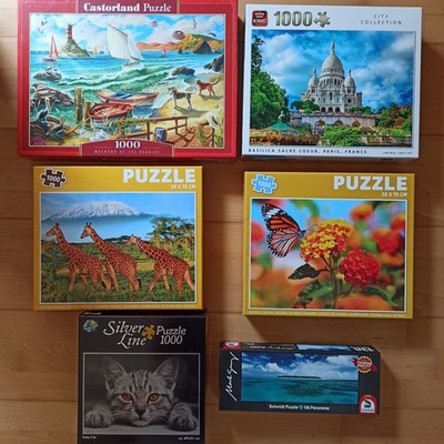 Puzzle Konvolut/Paket 3 mit 6 Stück : 5 x 1000 Teile und 1 x 136 Teile Guter Zus