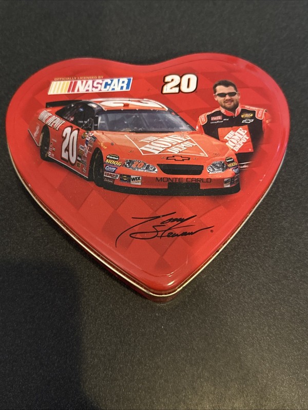 Tony Stewart Nascar #20 Heart Shaped Tin Box Collectible Empty Pre-Owned
