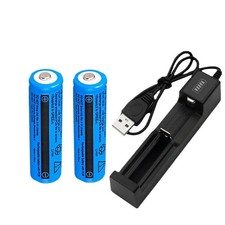 2PCS 3000mAh Rechargeable Li-ion Battery With USB Charger for Headlamp Torch
