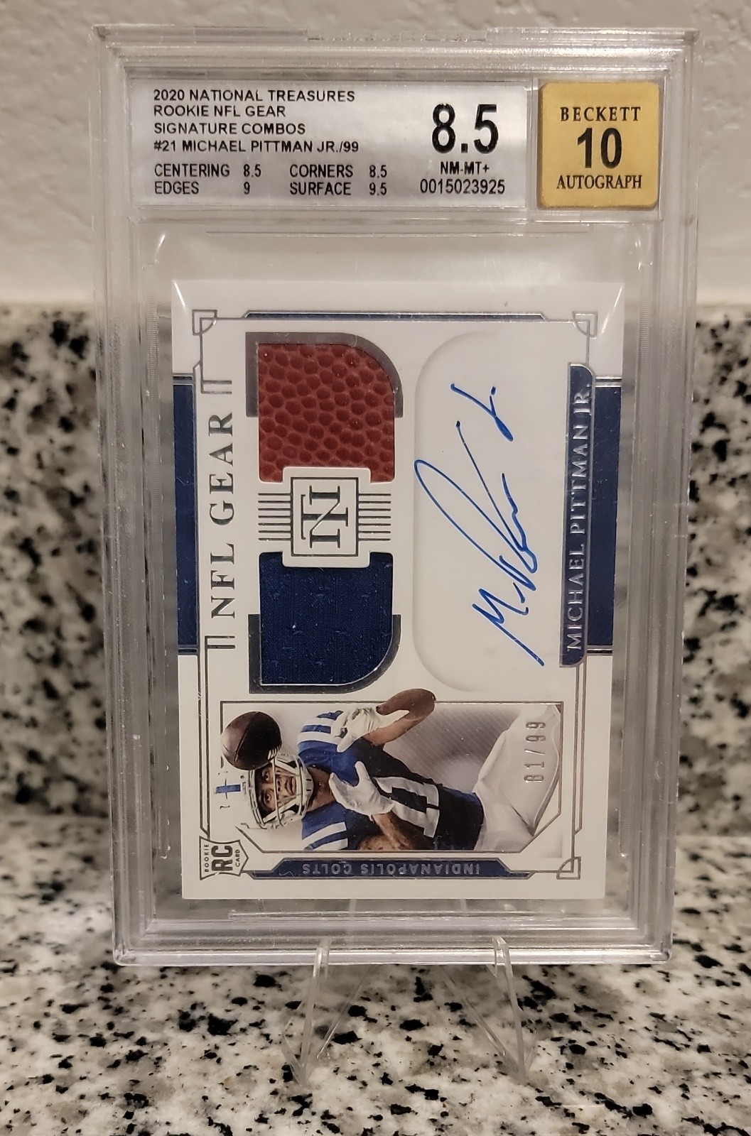 2020 Panini National Treasures - Michael Pittman Jr. Rookie NFL Gear Auto /99 view 2