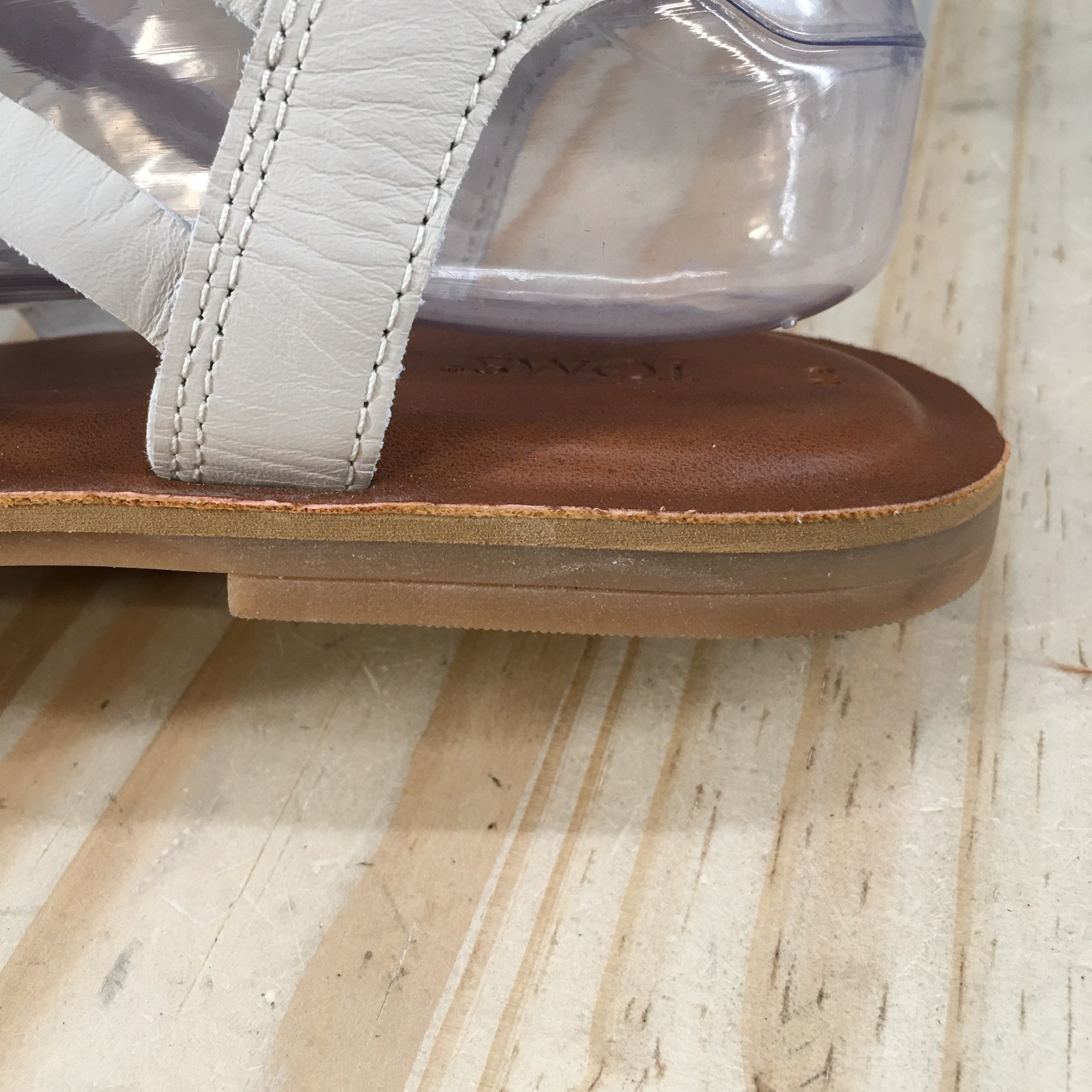 Toms Sephina Sandals Womens 9 Ankle Strap Buckle Comfort Casual Flats Off-White thumbnail 5