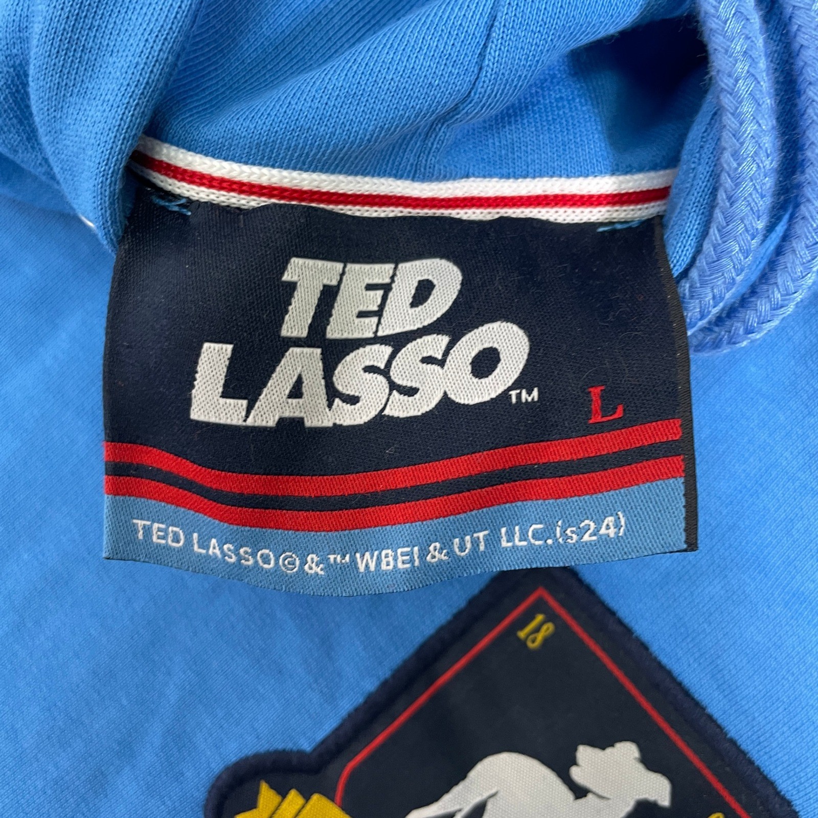 Ted Lasso AFC Richmond Greyhound Crest Blue Hoodie Sweatshirt Men's LARGE image 9