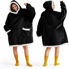 Bedsure Blanket Hoodie, Wearable for Adults Kids as Small, Black