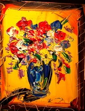 BOUQUET Oil Painting   abstract SIGNED  Original on canvas TEXTURED