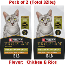 Purina Pro Plan Weight Management Chicken Rice Adult Dry Cat Food 2Pack Value XL