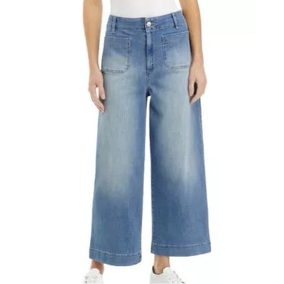 Gloria Vanderbilt   Light Blue Tummy Sculpt Wide-Leg Crop Jeans Size 14