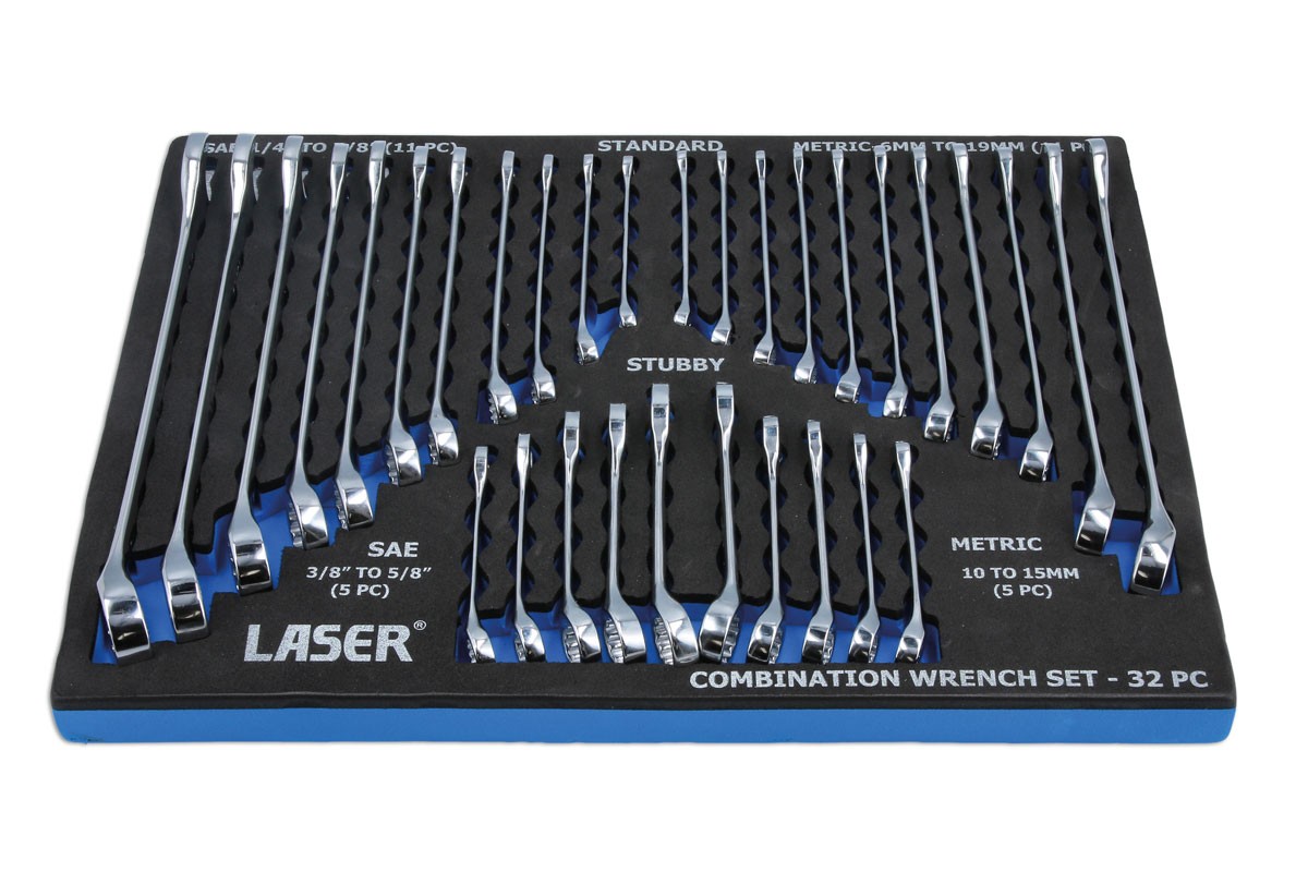 Laser Tools AF/Metric Combination Spanner Set 32pc 6795