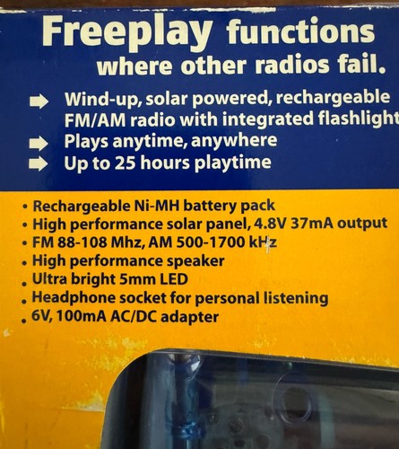 Freeplay - Linterna LED Radio AM/FM EyeMax - Banda meteorológica - Autoalimentada - Nueva de Lote Antiguo - Imagen 4 de 7