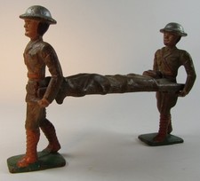 antique 1930's Grey Iron Manoil Barclay Stretcher Carrying wounded soldier
