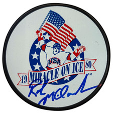 Rob McClanahan Autographed Miracle On Ice Puck Beckett Signed