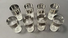 1960’s Barware MCM Silver Fade ~6” High Ball Glasses  Set 8 Cocktail Tumblers