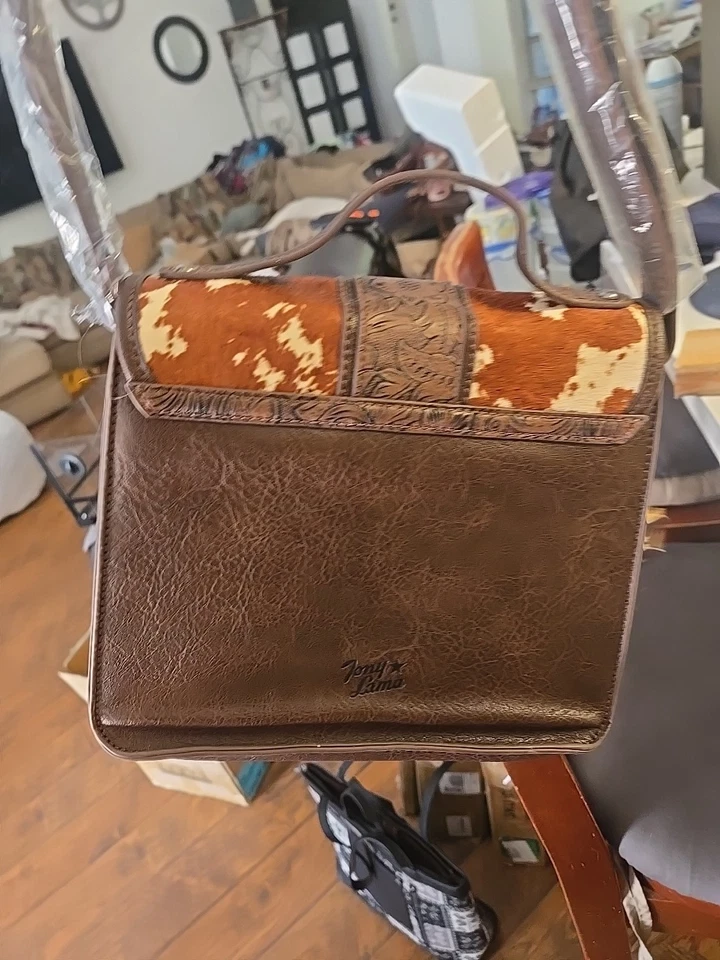 Bolso Bandolera Tony Lama Piel de Vaca Turquesa Estilo Occidental Cartera Cuero Acento Foto 3 de 4