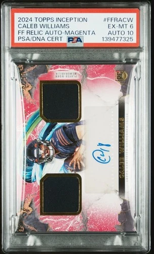 PSA 6 AUTO 10 2024 TOPPS INCEPTION CALEB WILLIAMS RC MAGENTA /99 DUAL AUTO