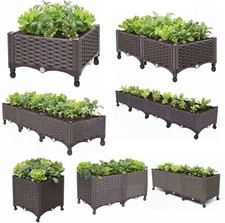 Elevated Garden Bed Planter Box with Drainage Plug Outdoor Planting Container