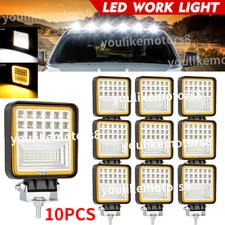 10X 4Inch Square LED Work Light Spot Flood Combo Driving Fog Amber Lamp Offroad