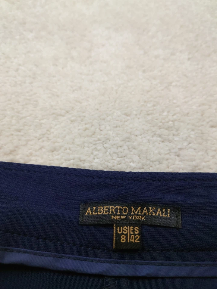 Pantalones elásticos Alberto Makali con volantes dobladillo azul marino talla 8 para mujer hechos en EE. UU. 31x26 Foto 3 de 4