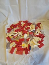 Vintage Halsam American Plastic Bricks Lot 148pc Building Blocks Red White Clear
