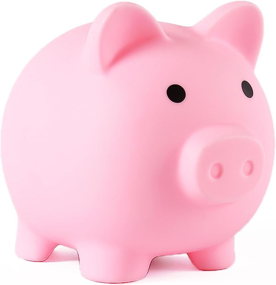 PandaEar Piggy Bank, Unbreakable Cute Plastic Coin Bank for Boys & Pink 