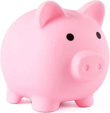 PandaEar Piggy Bank, Unbreakable Cute Plastic Coin Bank for Boys & Pink 