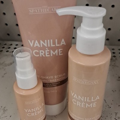 The Spathecary Vanilla Crème Shaving Set Shea Butter Oil for Face, 5 oz