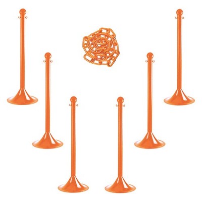 GRAINGER APPROVED 71012-6 Barrier Post Kit,41'' H,Safety Orange 490Z83