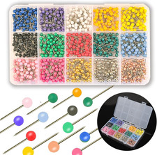 1000 PCS Push Pins Map Tacks,Multi-Color 1/8" round Head with Stainless Point,15