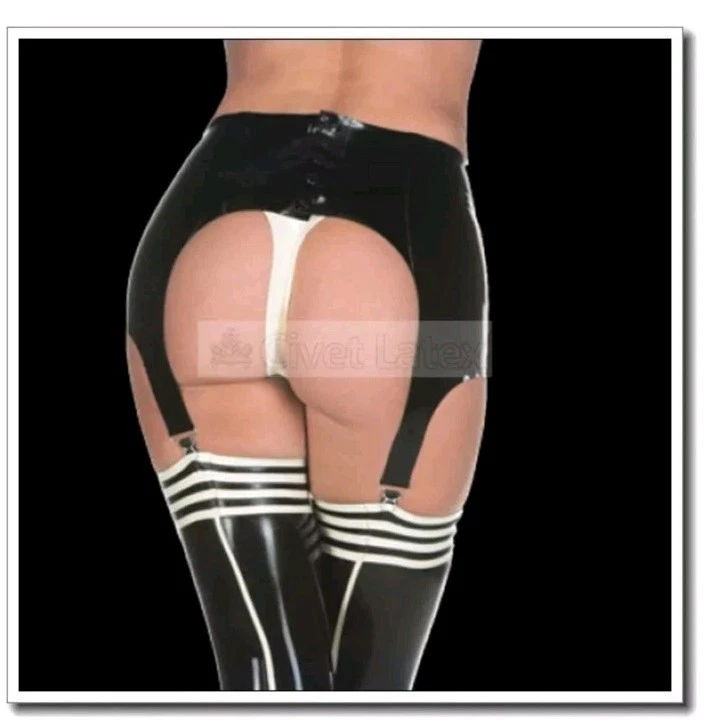 Liguero de látex para medias clásico con tirantes 4 clips 0,4 mm - pequeño/negro Foto 2 de 4