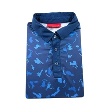 Redvanly Blue Camo Performance Men’s S/S Golf Polo Shirt Size Medium